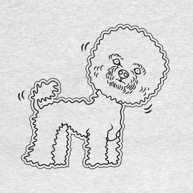 line art illustration of a cute poodle by bloomroge